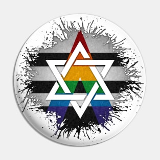 Paint Splatter LGBT Ally Pride Star of David Symbol Pin