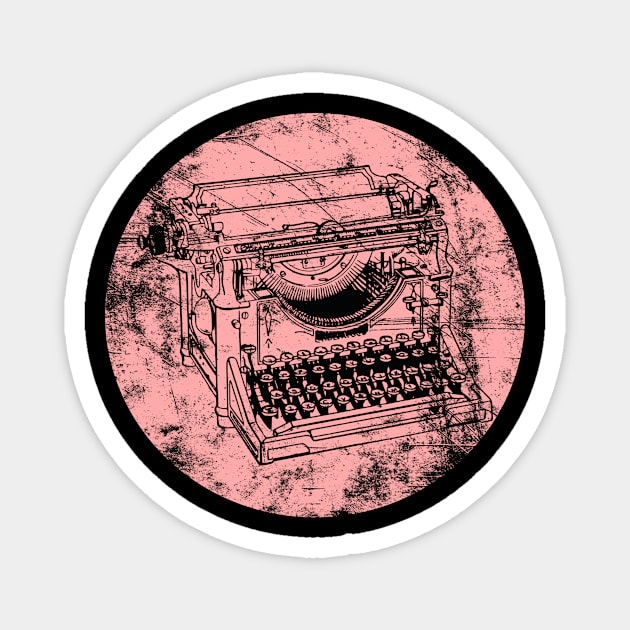 DISTRESSED VINTAGE TYPEWRITER ROSE Magnet by MarniD9