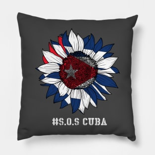 Sunflower SOS Cuba Cuba Flag, Cuban Fist, Free Cuba Libre Pillow