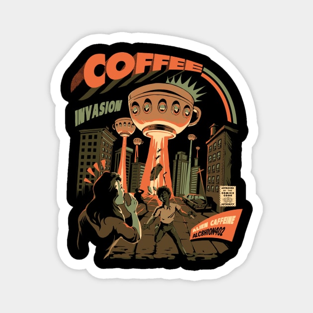 Coffee Invasion Magnet by Ilustrata