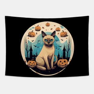 Tonkinese Cat Halloween, Cat Lover Tapestry