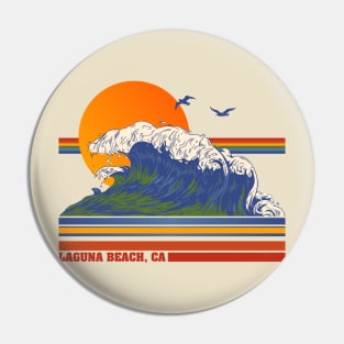 Retro Laguna Beach CA 70s Style Tourist Souvenir Pin