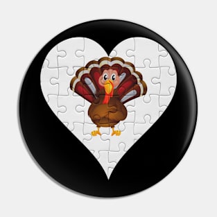 Jigsaw  Turkey Heart Design - Farm Animals Turkey Pin