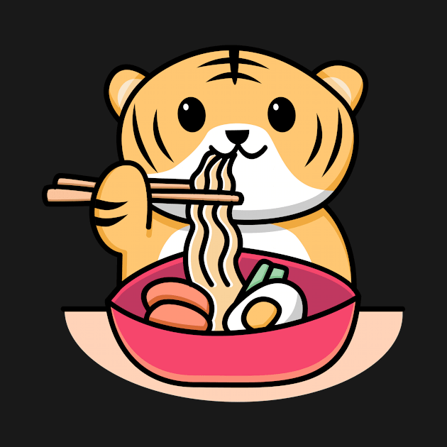 tiger eating noodle by BarnawiMT