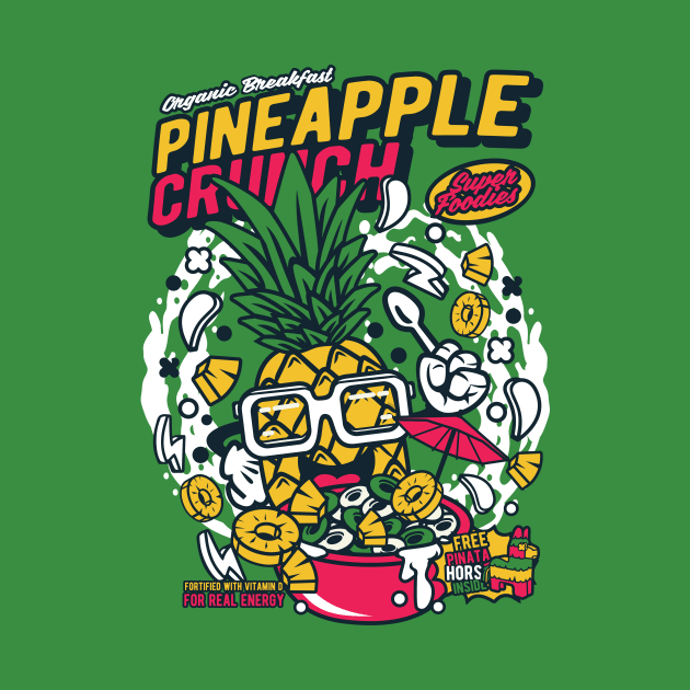 Retro Cartoon Cereal Box // Cereal Pineapple Crunch // Funny Vintage Breakfast Cereal by SLAG_Creative