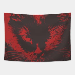 Abstract angry cat. The muzzle of a sullen cat close-up Tapestry