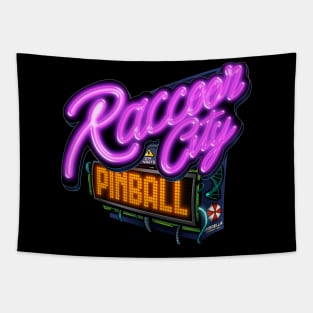 Raccoon City Pinball Backbox Tapestry