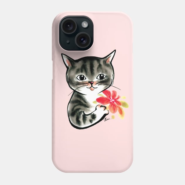 Cat with flower to mom Phone Case by juliewu