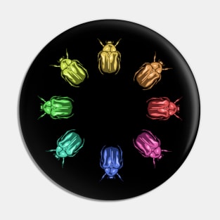 Colorful Scarab beetle chromatic circle illustration Pin