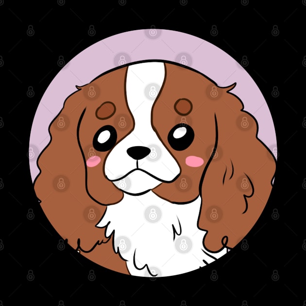 Cute cartoon Cavalier King Charles Spaniel Dog by Yarafantasyart