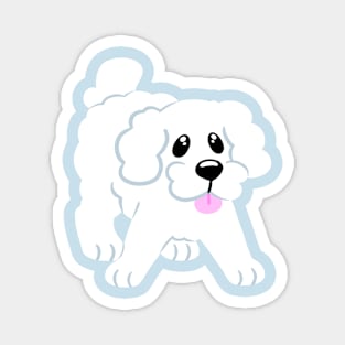 Simple White Poodle - Blue Magnet