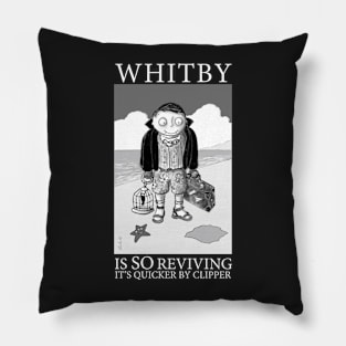 Vampire Dracula Travels To Whitby Beach Pillow