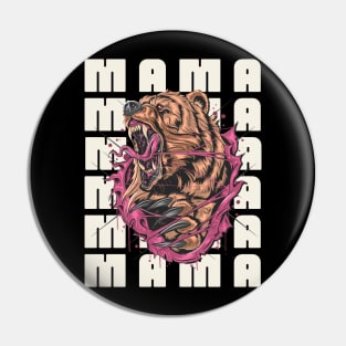 Mama Bear, Grizzly Bear Mom Design, Snarling Mama Bear Pin