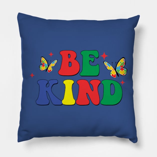 Be Kind Autism, Autism Puzzle, Autism Awareness, Blue Ribbon (2 Sided) Pillow by MichaelStores