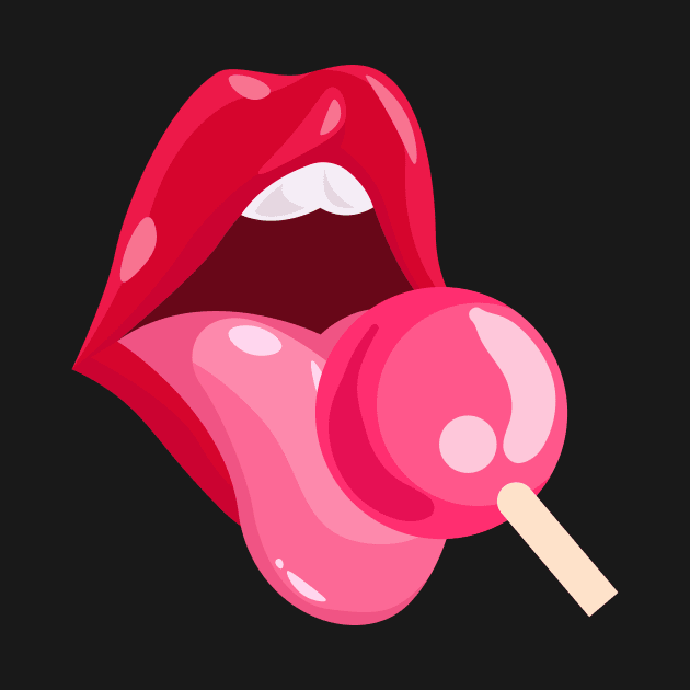 Red Lips Lollipop by Luluca Shirts