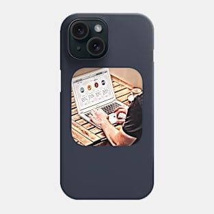 Man black shirt laptop websites make money Phone Case