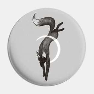 Black creepy fox jumping over the moon Pin