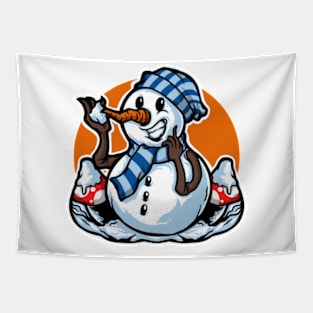 Snow Winter Funny Cartoon Tapestry