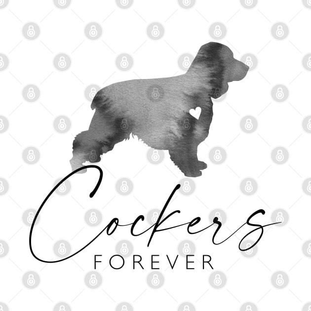 Cocker Spaniel Dog Lover Gift - Ink Effect Silhouette - Cockers Forever by Elsie Bee Designs