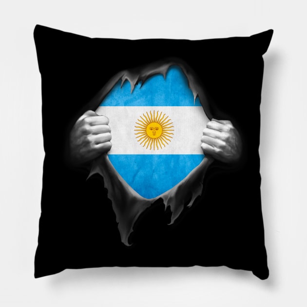 Argentina Flag Argentine Roots DNA Pride Gift Pillow by nikolayjs