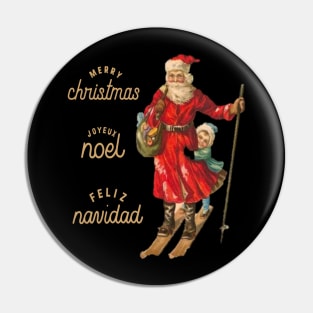 Christmas Noel and Navidad retro Pin