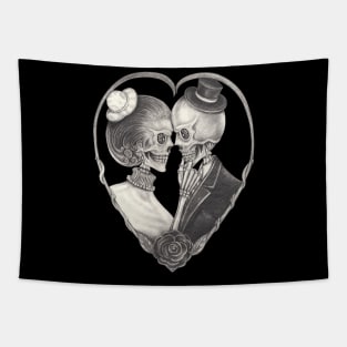 Couple love fancy skull. Tapestry