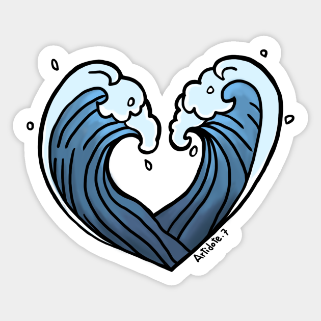 Waves in love - Waves - Sticker | TeePublic