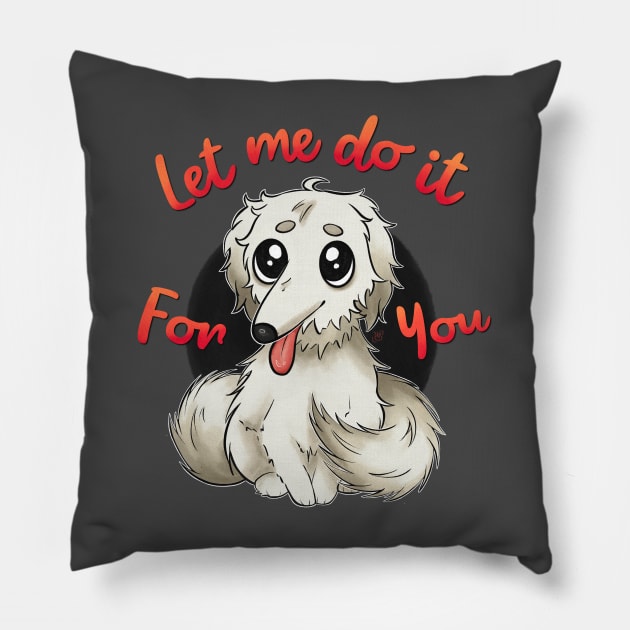 Kawaii Borzoi Pillow by heysoleilart