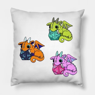 Trio of Orange Dice Goblin Dragon Babies Pillow