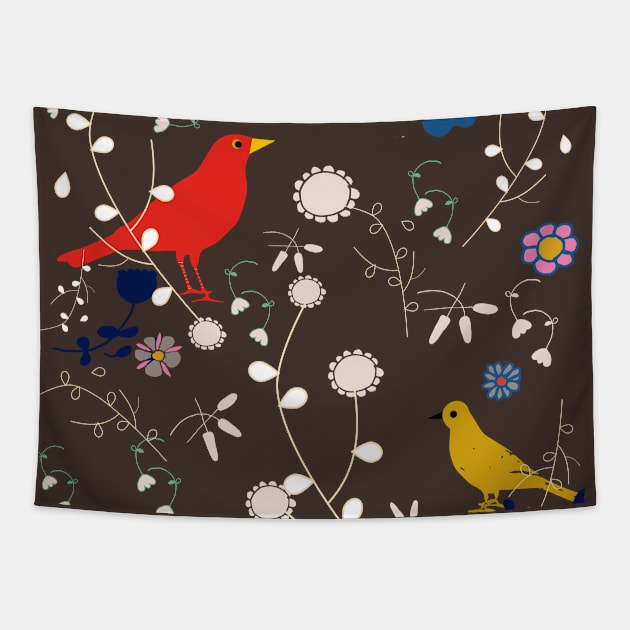 Bird and Blossom Tapestry by bruxamagica