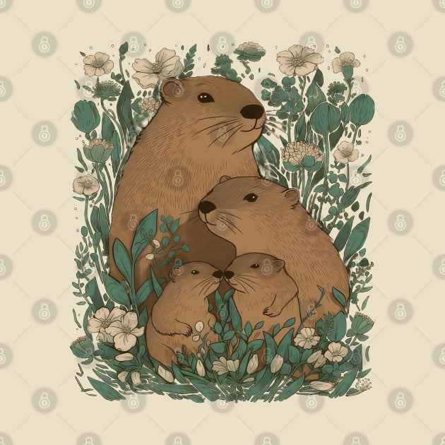 Floral Capybara Family by Dandzo