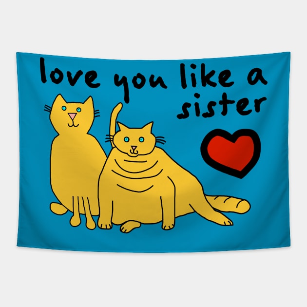 Love You Like a Sister 80s Cats Tapestry by ellenhenryart