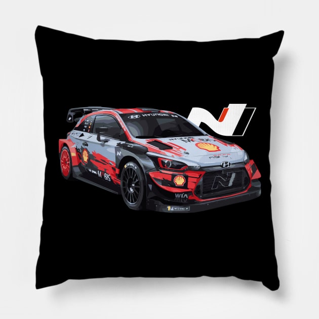 Ott Tänak Hyundai i20 N Rally2 car Pillow by cowtown_cowboy