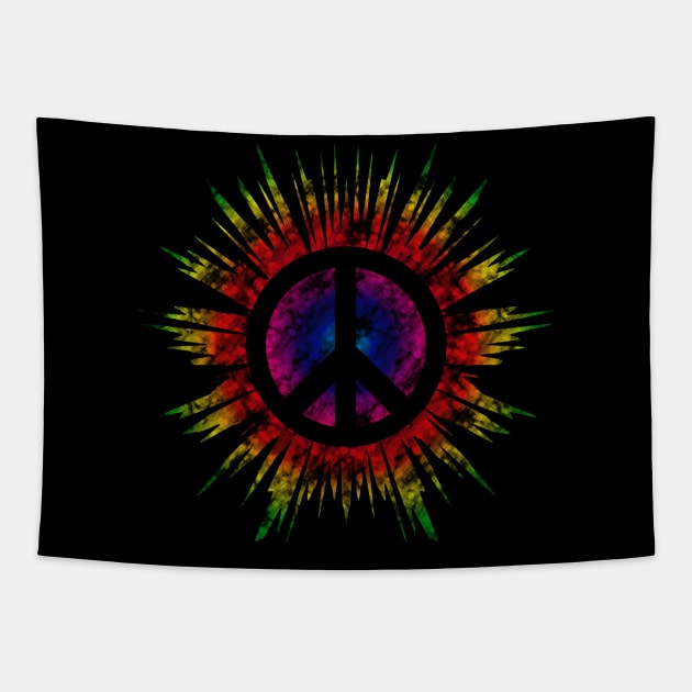 Reggae Tie Dye Peace Sign Tapestry by MisfitInVisual