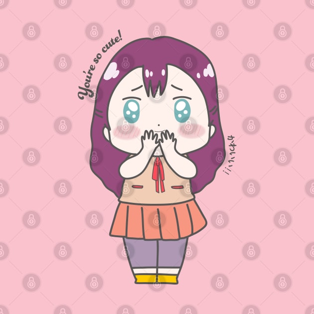 Cute Kawaii "You're so cute" Chibi Anime Girl by MariOyama