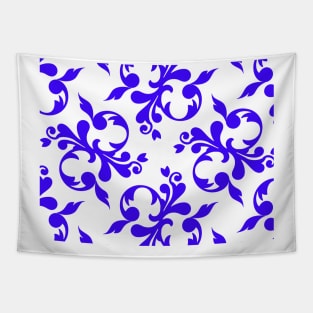 Blue Abstract Flowers Tapestry