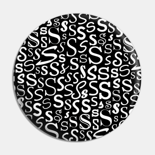 S - Typography (White) Pin