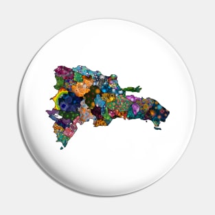 Spirograph Patterned Dominican Republic Provinces Map Pin