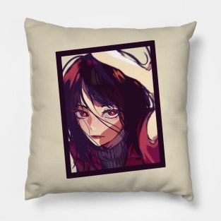 Sun Kissed Anime Portrait Tilted Frame Pop Graphic Illustration Tee Pillow