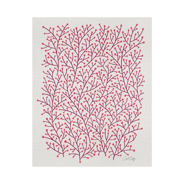 Berry Branches - Maroon Pink by CatCoq