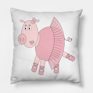 Pink Ballerina Pig In Tutu Digital Art | Melanie Jensen Illustrations Pillow