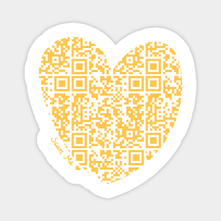 Yellow Rick Astley Rickroll QR Code Heart Art Magnet