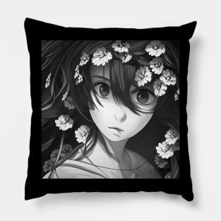 Girl with flowers Pillow