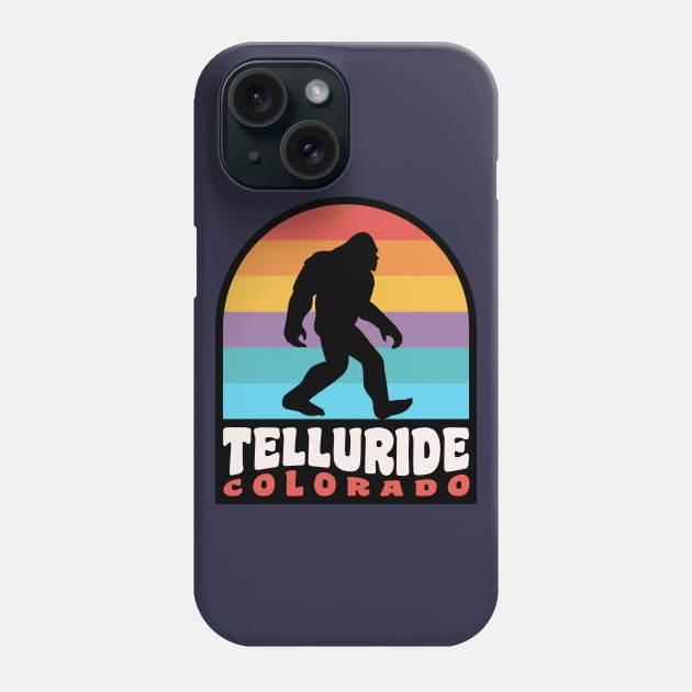 Telluride Colorado Bigfoot Sasquatch Retro Sunset Phone Case by PodDesignShop