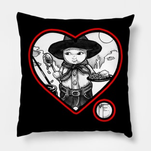 The Little Cowboy - Red Outlined Version Pillow