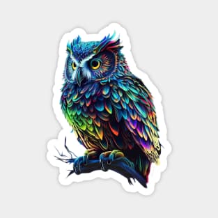 Colorful neon Owl Magnet