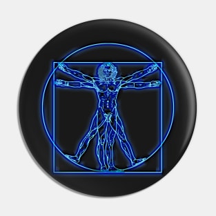 Vitruvian Man Neon Design Pin