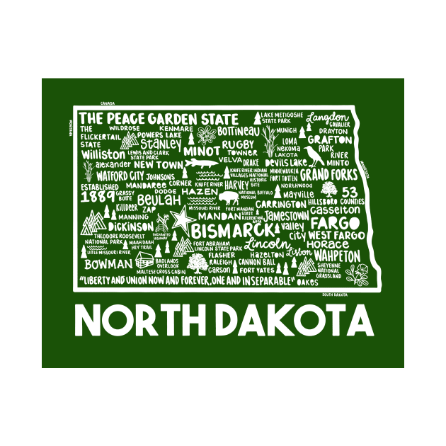 North Dakota Map by fiberandgloss