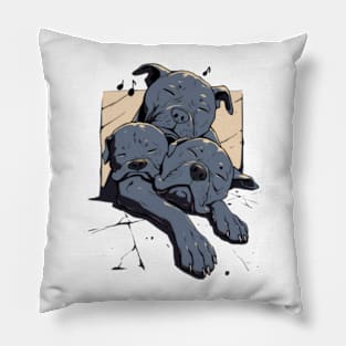 Fluffy Cerberus Sleeping at the Sound of Music - Fantasy Pillow