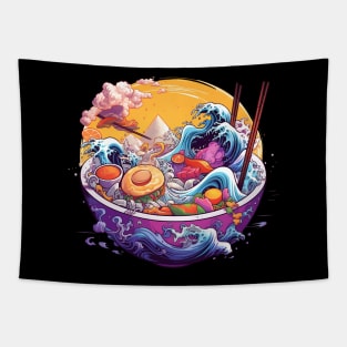 Great Wave Ramen Soup Bowl Tapestry